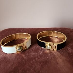 Gold and Black/White Studded Bracelets